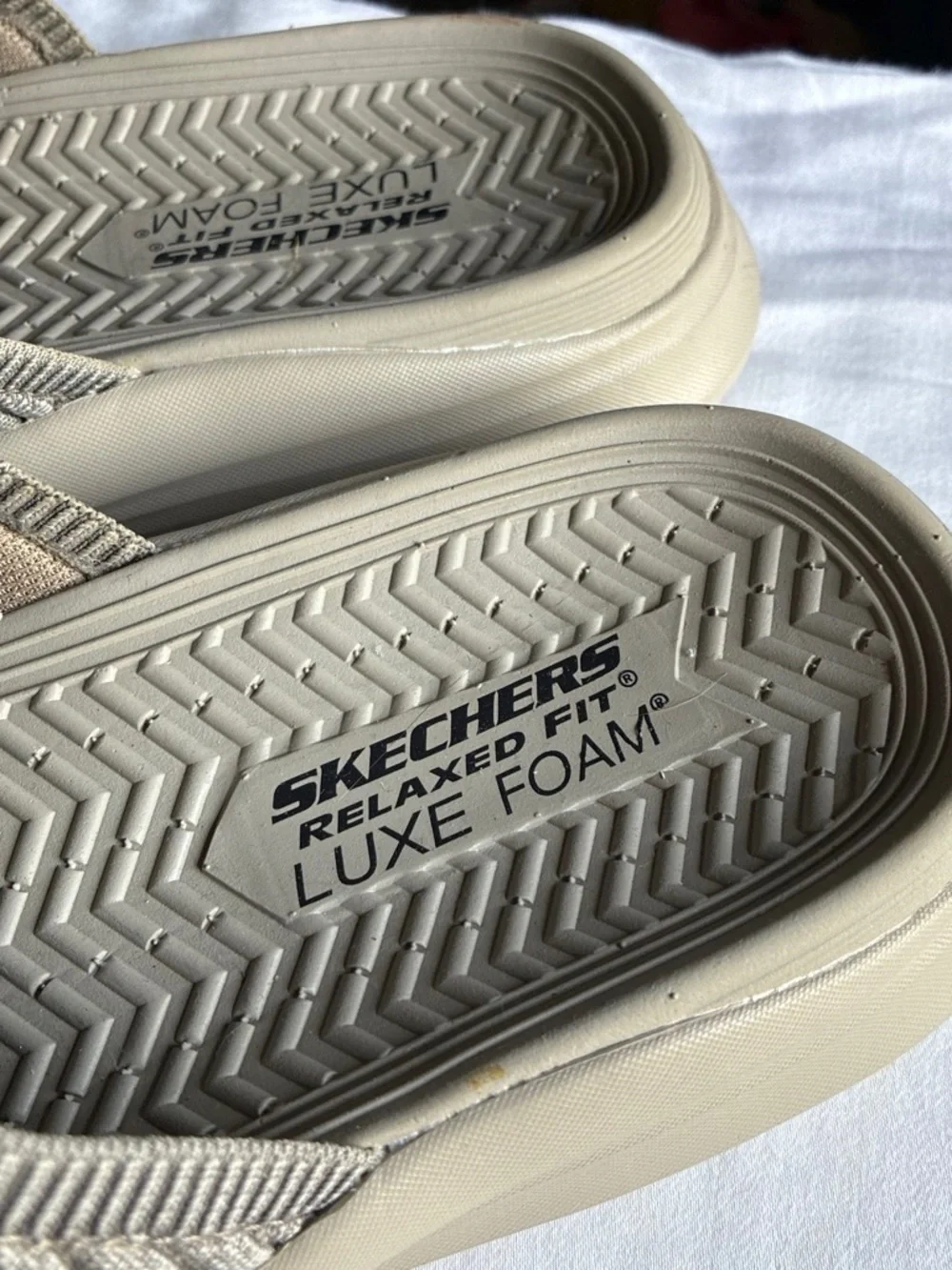 Skechers Men’s Slide Sandals in Beige Taupe